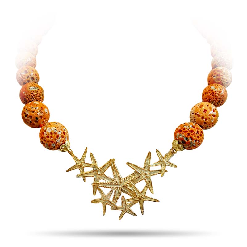 gioiello collana creazione artigianale in corallo e oro - bottega arte orafa zappalà siracusa