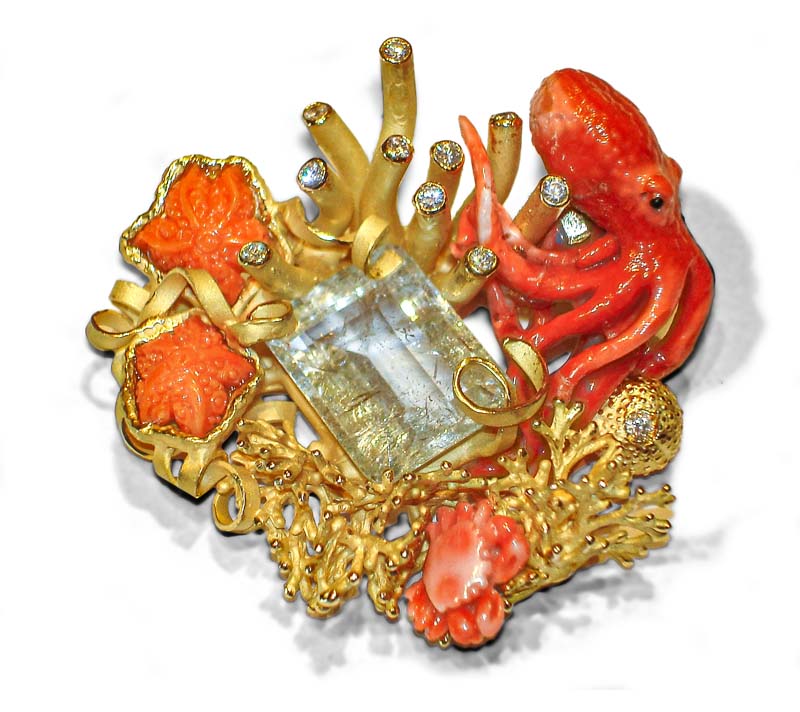 pendente in corallo e oro creazione artigianale - bottega arte orafa zappalà siracusa
